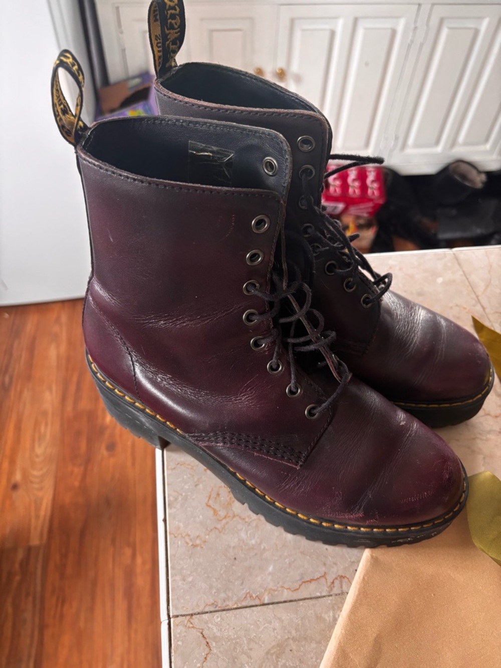 Dr. Martens Burgundy Leather Lace-Up Boots